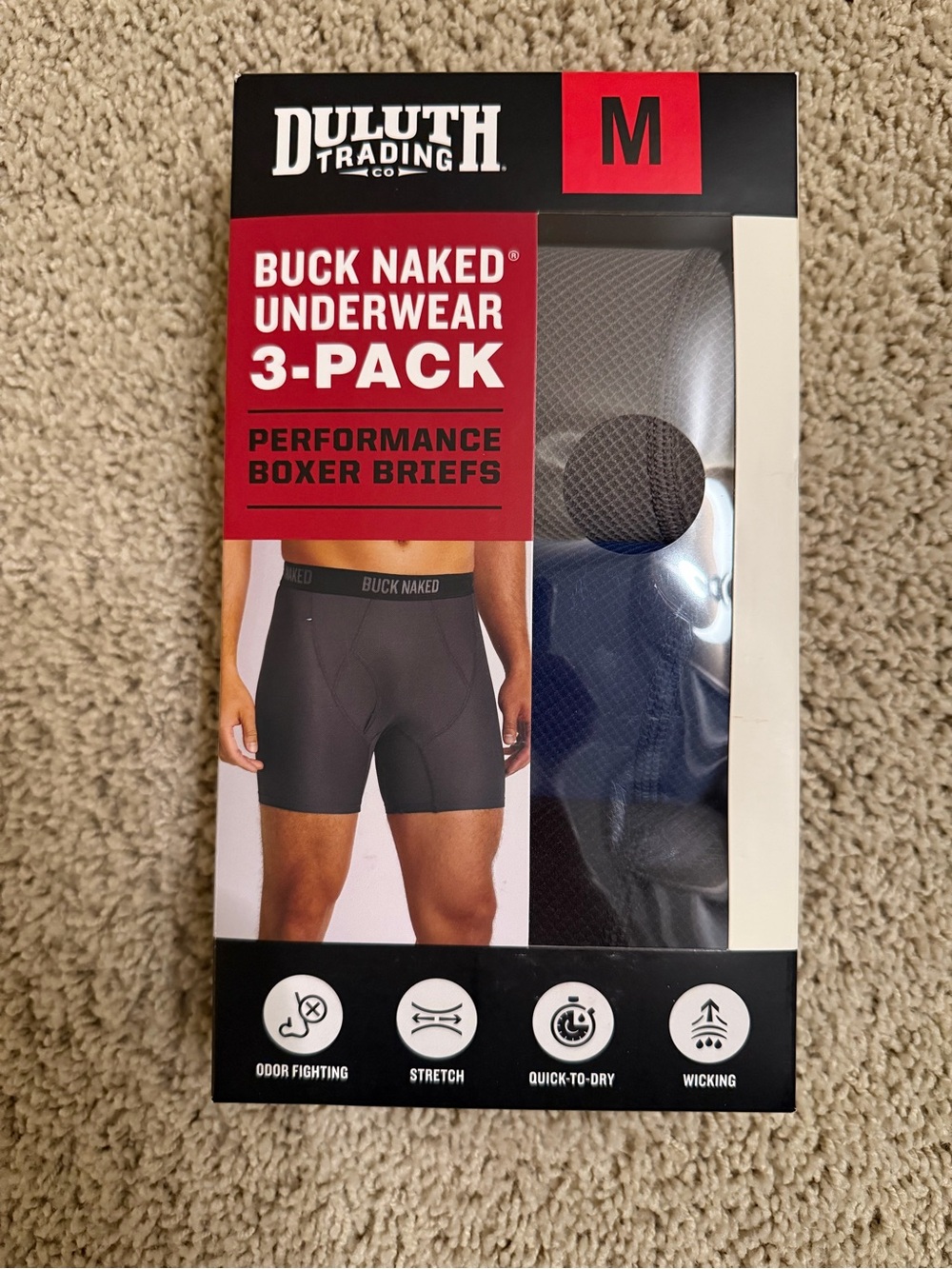 Duluth Trading Co Buck Naked Performance Boxer Briefs 3-Pack - Gray/Blue/Black - Picture 9 of 12